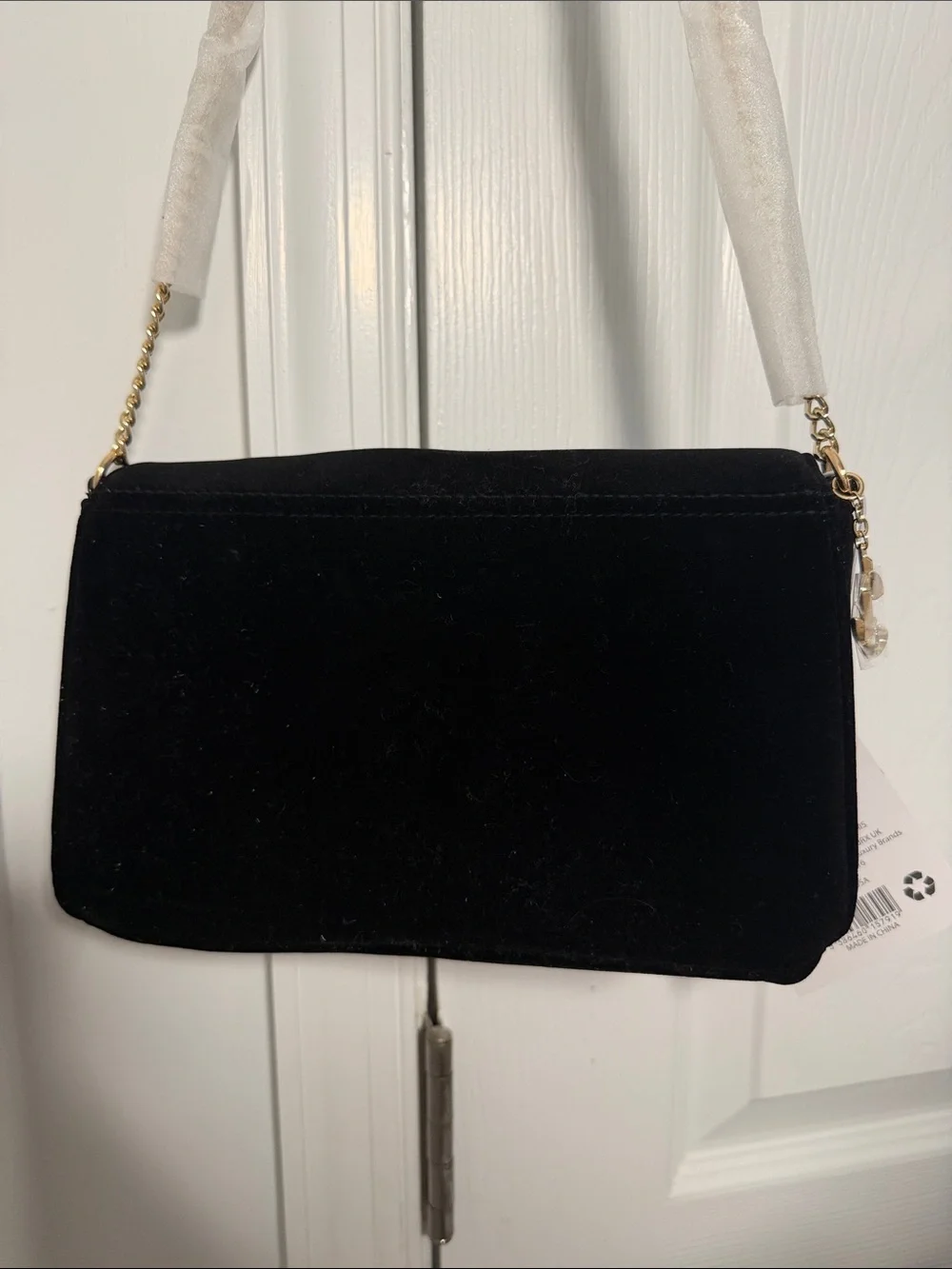Jimmy Choo Black Velvet & Patent Shoulder Bag